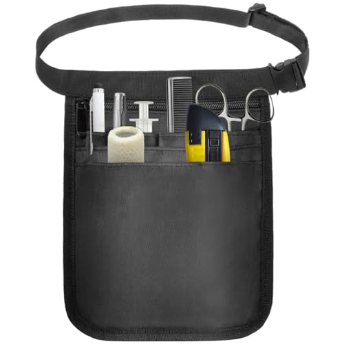 Krankenschwester Tasche, GüRteltasche Damen mit Verstellbarem Gürtel Mehreren Fächern Krankenpflege Organizer Krankenschwester ZubehöR für Schere Stethoskope und Medizinische Versorgung (Schwarz)