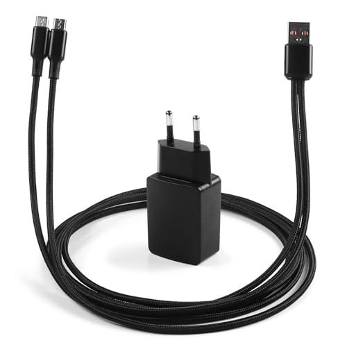 SHAWOROCE Ladeadapter Y-Kabel Ladegerät Kompatibel mit Motorola Talkabout Funkgerät T62 T72 T82 T82 Extreme T92 H2O Radio Doppel Micro-USB Power Netzteil Ladekabel PMPN4204AR PMPN4214AR