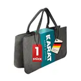 KARAT Filztasche Shopper Holzkorb für Kaminholz, robuste Einkaufstasche aus Filz universell einsetzbar, Filzkorb mit Griffen 50x25x25cm, grau 30 L Vol. (Conny) (1 Stück)