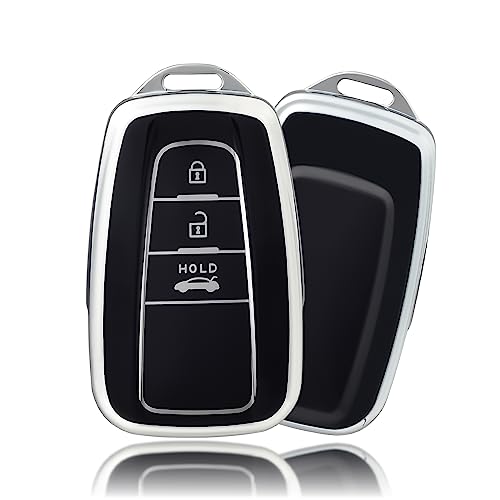 OFFCURVE Autoschlüssel Hülle Schlüsselhülle, Schlüsselcover Schlüsselgehäuse Schutzhülle 3 Tasten Passt für Toyota Corolla RAV4 Camry Prius Prime Avalon C-HR GT86 Highlander Land Cruiser Prado Yaris