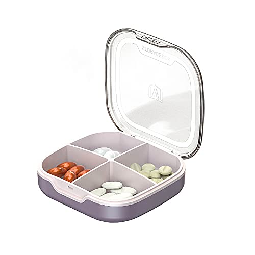 Pillendose, tragbarer Pillen-Organizer, geteilte Vitamin-Box, Medikamentenhalter für den täglichen Gebrauch und Reisen, 4 Fächer, Rot