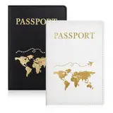 BOHUIZ 2 Stück Reisepasshülle, PU Leder Reisepass Hülle, Passport Holder, Passport hülle, Reisepass Hülle Halter, Passport Cover für Kreditkarten, Ausweis und Reisedokumente