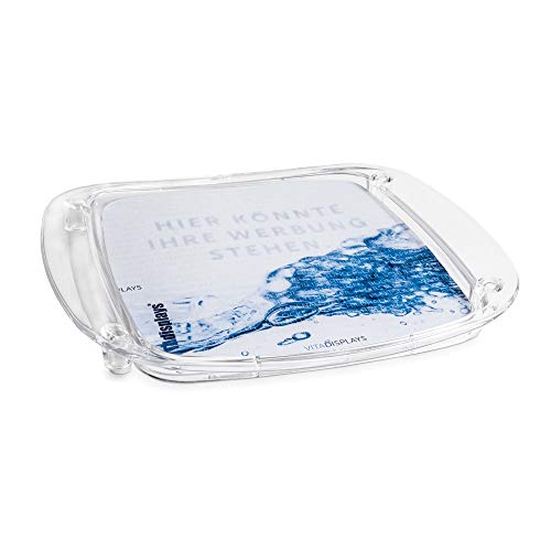 VITAdisplays® Zahlteller/Cash-Tray „ECONOMY“, transparent, individualisierbar durch Papiereinleger (PX-023)