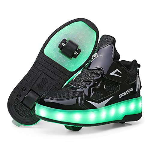 Junge Mädchen Schuhe Kinderschuhe mit Rollen LED Leuchtend Schuhe Outdoor Sportschuhe Blinkschuhe Skateboardschuhe Sneaker Geburtstage, Feiertage