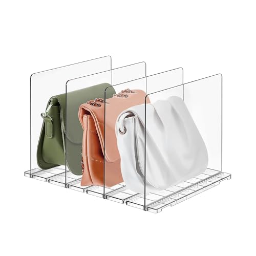 ADERTOS Schrankregaltrenner Organizer 4-teilige Regalteiler ABS Regaltrenner Schrankregalteiler für Handtasche Abnehmbar Verstellbar Abstand Trennwand für Tasche Kleindung Schlafzimmer Küche Schränk