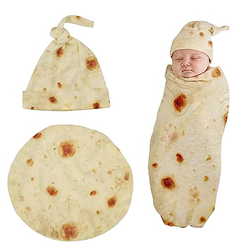 Yuehuamech Neugeborene Baby Burrito Swaddle Decke Swaddle Decke mit Hut Baby Dusche Decke Lustige Schlaf Wrap Cap Geschenk für Baby Jungen Mädchen 85x85cm auf 33. 5x33. 5inch…