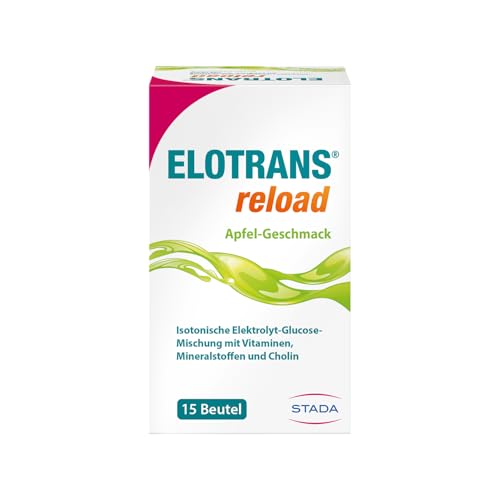 ELOTRANS reload - isotonische Elektrolyt-Glucose-Mischung - Nahrungsergänzungsmittel mit Magnesium, Kaliumchlorid, Cholin und B-Vitaminen - 1 x 15 Beutel - Apfel-Geschmack