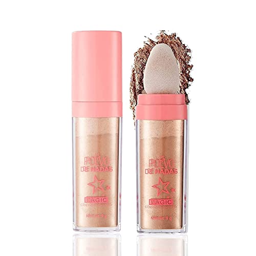 Polvo De Hadas Highlight Patting Powder Stick, Fairy Patting Puder, Haar Körper Glitzer Bombe, Gesicht Körper Highlighter Illuminating Powder Brighten Schimmer Puder Make-up (Golden Brown)