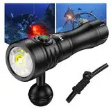 Wurkkos DL08 Unterwasser-Tauchlampe – 3600 Lumen, 274 Meter Reichweite, Rotlicht und UV, stufenlos dimmbar, mit Spot&Flutlichtmodi Type-C-Wiederaufladbar, IPX8 CRI 90 ideal für Unterwasserfotografie