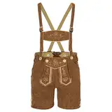 TR Martha Lederhose Kinder Kurz - Trachtenhose Jungen - Größe 92-140 - Kurze Kinderlederhose mit Träger für Jungen - Oktoberfest Hose - Trachtenlederhose Hellbraun (116)