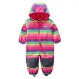 umkaumka Mädchen Schneeoverall Einhorn Regenbogen Softshell Overall Softshellanzug Wasserabweisend Winddichtes Fleece Gr.98