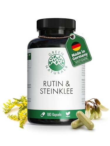 Rutin & Steinklee - Hochdosiert: 1.000mg pro Tagesdosis - Vorrat für 3 Monate (180 Kapseln) - 100% Vegan & Ohne Zusätze - Green Naturals®