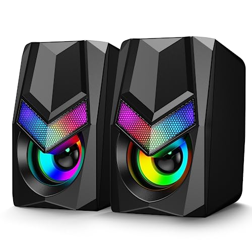 Uythumidid PC Lautsprecher Set, Mini RGB Gaming Monitor Lautsprecher für PC, 2.0 USB-Betriebene, klein Computer Lautsprecher, Plug & Play, 10W