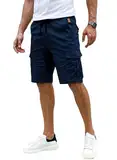 Elegancity Kurze Hosen Blau Herren Cargo Shorts Sommer Freizeithose Kurze Elastische Taille Chino Shorts Mit 6 Taschen XL