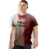 STFYUG Problem Gelöst Halloween, Problem Gelöst Shirt, Problem Gelöst T Shirt, Blutiges Shirt, Entsetzen Blutig Bedruckt Kurzarm Top, Hemd Entsetzen Blutig Bedruckt Kurzarm Herren Damen(L)