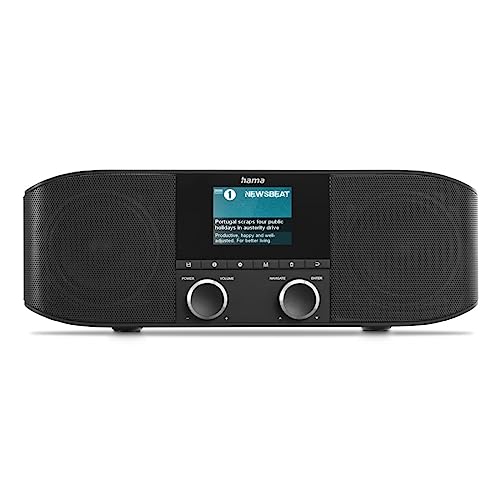 Hama DAB Radio DAB Plus Radio mit Bluetooth Küchenradio DAB+ (DR1410BT Digitalradio Stereo Radio Bluetooth, Wecker, Kopfhöreranschluss Aux 3,5mm, FM Radio, Farbdisplay) schwarz