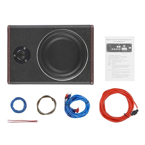 fennnds 8 Zoll Aktiv Subwoofer Auto Lautsprecher Set Class-D Subwoofer mit 600 W Maximalleistung für Auto und Reisemobil 34,5 × 26 × 6,8cm