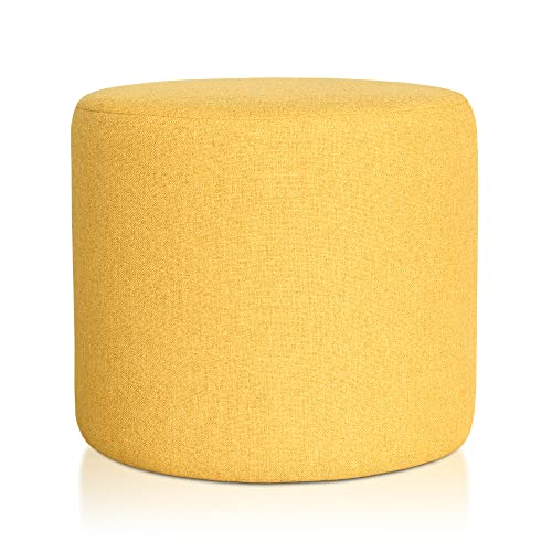 Deshome Pouf hocker Fußstütze runden Ø 50 cm Wasserabweisender Stoff: Modernes Design Pouf für Sofa Wohnzimmer Schlafzimmer, Puff hocker, Pouffe Venere Sonnige gelbe