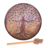 Shamanic Drum, Shamanic Hand Drum, PU Leather Sibirian Drum With Drumstick, Spiritual Drum Music Drum, Vintage Wooden Drum For Sound Healer
