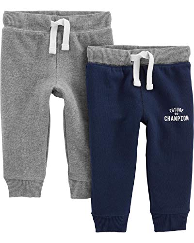 Simple Joys by Carter's Baby Jungen 2-Pack Athletic Knit Jogger Pants Hose, Kohlegrau/Marineblau, 2 Jahre (2er Pack)