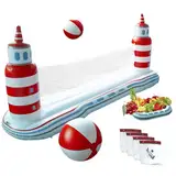 Kalastussaari Poolvolleyball -Set umfasst 57,1 x 118,1 Zoll aufblasbares Poolvolleyball -Netz, Poolvolleyball und Tablett, Sommerpool -Spiele für Kinder und Erwachsene, Volleyball -Netz für Pool