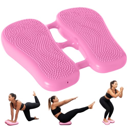 WEDEQU 3in1 Air Stepper für zuhause, Aufblasbarer Yoga balance kissen, tragbare Fitnessgeräte für zuhause, Trainingsgerät für Fitnessübungen, Balance Board & Cardio Sport, inkl. Pumpe. Rosa