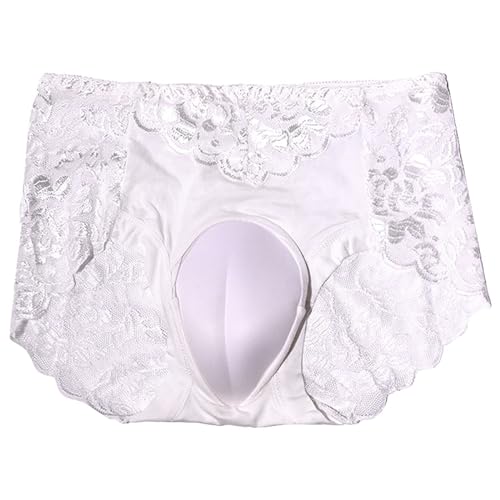 WKAYsIV Boxershorts Der Ringe sexy Unterwäsche Persönlichkeit Spitze einfarbig Slips Unterwäsche Viskose Boxershorts Herren (White, L)