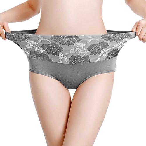 Menstruation Unterwäsche Damen große Größe, hohe Taille, elastisch, weich, atmungsaktiv Dessous Unterwäsche Weihnachten (Grey, XXXXXL)