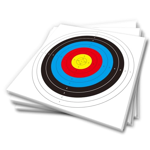 20 Stück Bullseye Bogenschießen Zielscheiben, Bogenschießen Standard Ziele Papier 10 Ringe Bogenschießen Ziel Gesicht für Jagdschießen Training Praxis(43x43cm)
