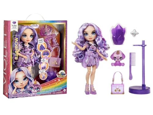 Rainbow High Modepuppe mit Schleim & Haustier - Violet (Lila) - 28 cm Schimmernde Puppe mit Glitzerschleim, Magischem Haustier und Modeaccessoires - Kinderspielzeug - Ideal für 4-12 Jahre