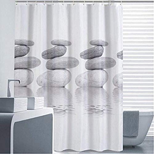 Goldbeing Duschvorhang 180x200 Textil Grau Pebble Schimmelresistenter und Wasserabweisend Shower Curtain mit 12 Duschvorhangringen (180 * 200cm)