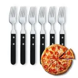 Amefa PIZZA 7000 Pizza-/ Steakgabel Set 6 Personen | Schwarzer Griff | 18/0 Edelstahl | poliert & rostfrei | 2-fach genietete Griffe aus Pakka Wood | Pizzabesteck | Steakbesteck | Grillbesteck Set