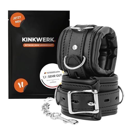 KINKWERK Manschetten BASIC | Fesseln mit Verbindungskette | Flexibel & Robust für Bondage-Spiele | Komfortables Innenfutter | Ästhetisches, diskretes Design | BDSM, Bondage (Hand)