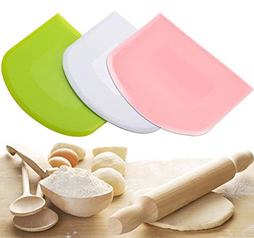 Qenovo® 3 Stück Teigkarte Silikon,BPA-Freie Lebensmittelqualität PE-Kunststoff Flexibel Teigschneider,Brot backen zubehör zum Schneiden von Brotteig.
