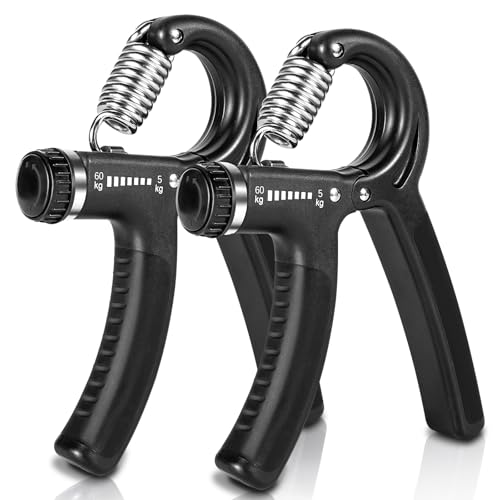 APOGO 2er Set Unterarmtrainer Handtrainer, Griffkraft Trainer, Einstellbarer Widerstand 5-60kg, Fingertrainer, Unterarm Trainingsgerät, Rutschfester Griff, Für Sportler und Wiederherstellung der Hand