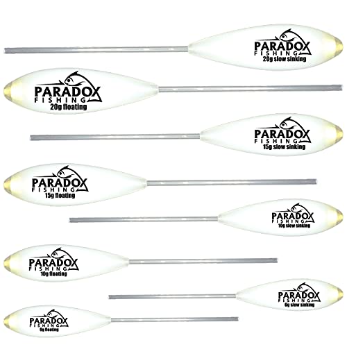 Paradox Fishing Sbirolino Set 8 Stück I (6g,10g,15g,20g) langsam sinkend (4 St.) + schwimmend (4 St.) I Set zum Forellenangeln Forellenköder Ideal für Forellenteig und Spoon Spirolino– Spoons Forelle