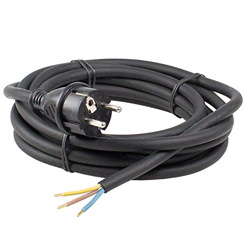 as - Schwabe Gummi-Anschlussleitung, 3 m H05RN-F 3G1,0 Verbindungskabel, Schutzkontaktstecker mit Leitung, Strom-Kabel mit Aderendhülsen, 230V, 16A, IP44, Schwarz, 60376