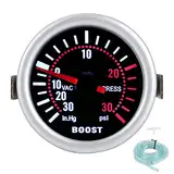 Ejoyous Boost Gauge 52mm, 2 Zoll Auto Ladedruckanzeige Universal Boost Pointer Gauge Vakuumdruckmesser ‑30-30PSI 12V Auto Turbo Druckmesser Hohe Genauigkeit