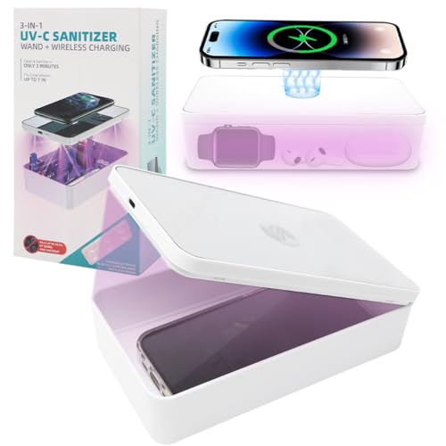 UV Handy DesinfektionsgeräT,Kabellose Wiederaufladbare Desinfektionsbox-Uv Reiniger mit QI Induktionsladestation für Alle Arten Von Handys,Brillen,Schmuck und Masken