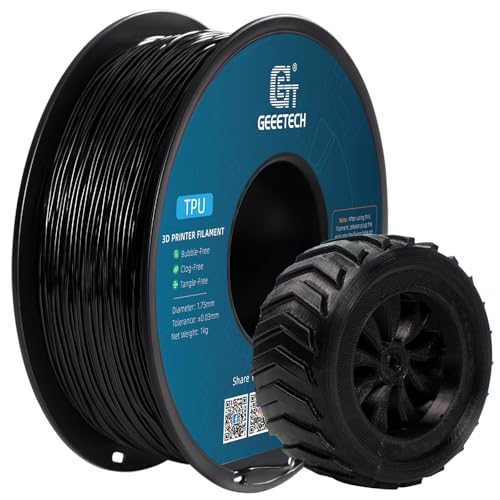 GEEETECH TPU Filament 1,75 mm +/- 0,02 mm für 3D Drucker, 1KG 1 Spool Schwarz