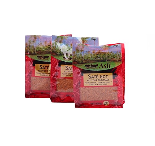 3 x 200g Asli Sate Hot Erdnuss Soße Satay Sauce Erdnusssauce Satee Saté Peanut Pamai Pai®