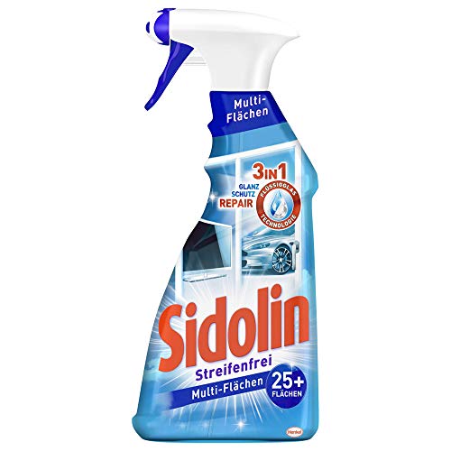 Sidolin Multi-Oberflächenreiniger, Sprühflasche, für streifenfreien Glanz auf über 25 Oberflächen mit Flüssigglas-Technologie, 500 ml (1er-Pack)(Verpackung kann abweichen)