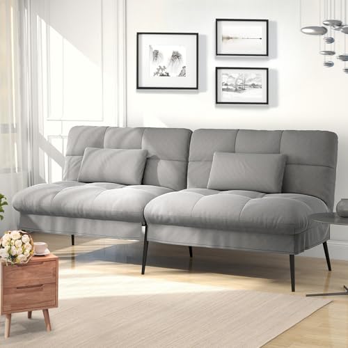 COMHOMA Sofa Schlafsofa mit Schlaffunktion, überzug Futon Klappsofa, Bettcouch, ecksofa, Couch Gästebett, 3-Sitzer Sofa, mit verstellbare Rückenlehne aus Stoff