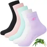 Jeasona 5 Paare Bambus Socken Damen 39-42 Bunt Socken Damen Socken Lang Damen-Socken Bambus Bambussocken Bunte Socken Damen Anti Schweiß Socken Ohne Naht Socks Women Strümpfe Einfarbig