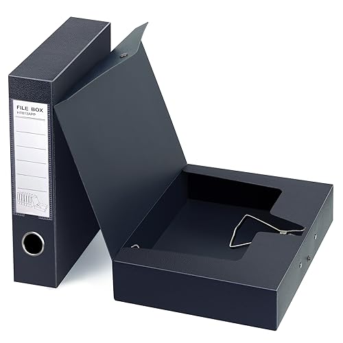 DONGLI 2 Stück A4 Archivbox,Archiv-Schachtel mit 65mm Breit Rücken,Dokumenten-Box A4 mit Metalklemme für Office,Schwarz