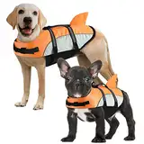 ALAGIRLS Schwimmweste für Hunde, Haustier Schwimmweste Reflektierende Badeanzug Hai Ripstop Lifesaver mit Langlebigem Rettungsgriff für Kleine, Mittlere, Große Hunde ALADLJ001 OrangeN XL