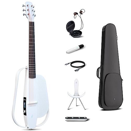 Enya NEXG 2 E-Gitarren Sets - 38 Zoll Weiss Professionelle Elektro Akustik Gitarre Smart Silent Reisegitarre Westerngitarre Konzertgitarre für Erwachsene Kinder Anfänger Heim Schul Geschenk (Deluxe)