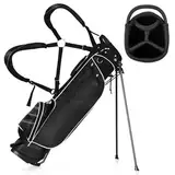 GOPLUS Golftasche, Golfbag, Golf Stand Bag mit Pencil Bag, Profi-Reisebag, Ständerbag mit Gurt, Farbewahl (Schwarz)