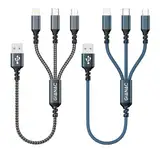 GIANAC Multi USB Kabel [2Stück 0.5M] 3 in1 Universal Ladekabel Schnell Ladekabel Mehrfach mit Micro USB Typ C Lightning Kabel für iPhone, Android Galaxy, Huawei,Oneplus,Sony,Honor View