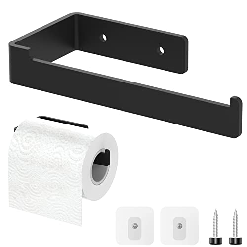 Diompirux Toilettenpapierhalter, Klopapierhalter Aus Edelstahl, Gebohrt oder Selbstklebend Klorollenhalter Bad, mit 2 Klebehaken und 2 Schrauben, für Küche und Badzimmer,Modernes Design Matt Schwarz